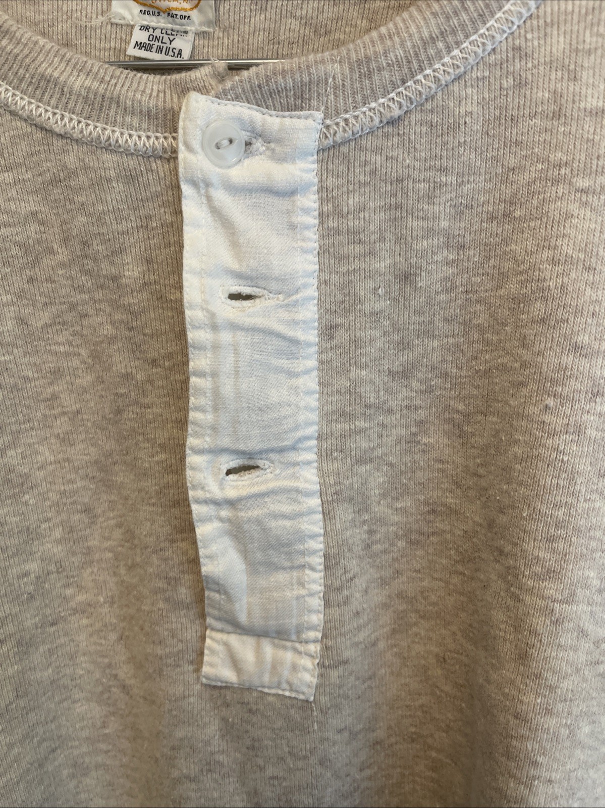 Vintage 1930s Oneita Standard Underwear Long Sleeve Wool Henley M 30s