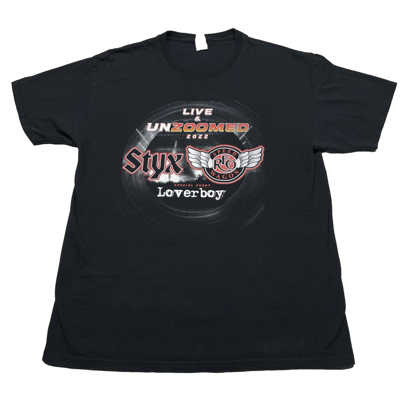Styx Band T-Shirt Mens Large REO Speedwagon Loverboy USA Tour Classic Rock Black