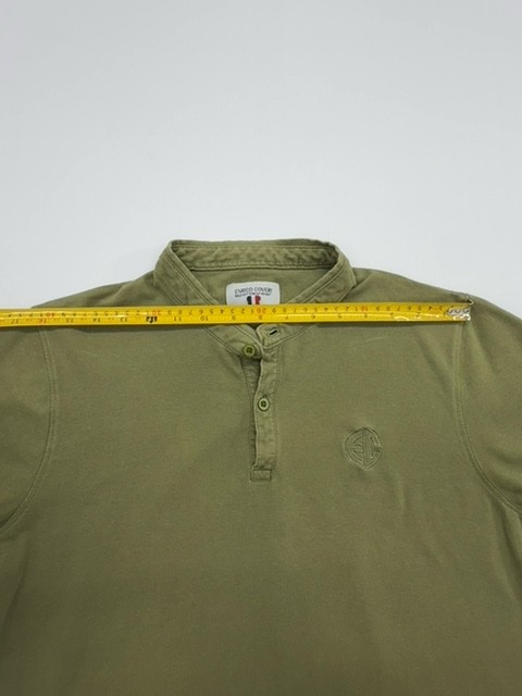 Enrico Coveri Boys Olive Polo Shirt Size M Button Front Logo