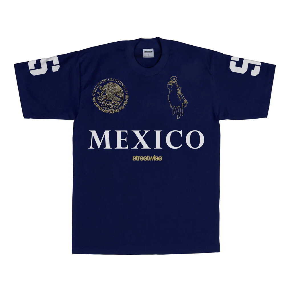 Streetwise Narco Polo T-Shirt Mexico, Chicano Streetwear Men’s Tee – Navy Blue