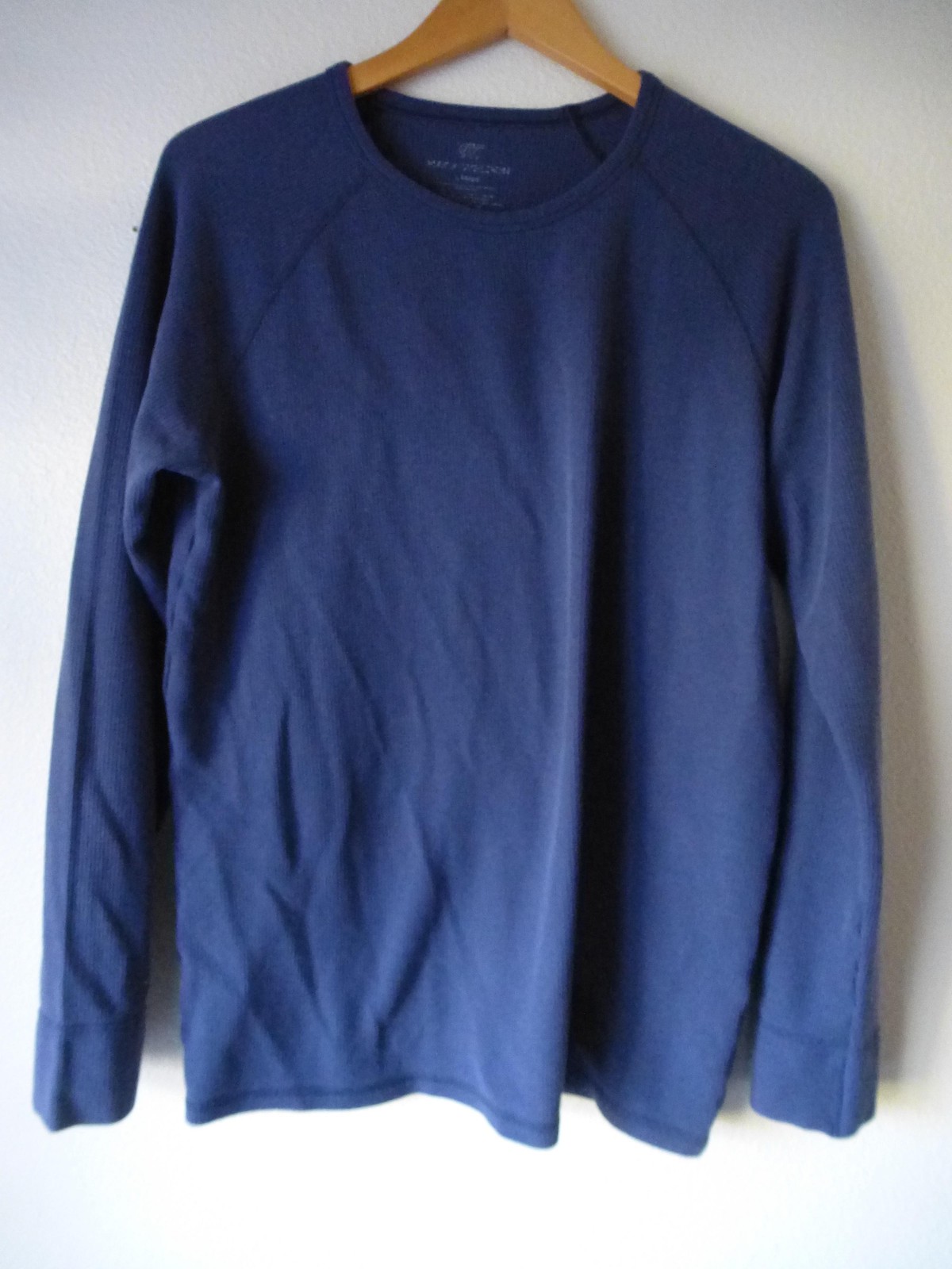 Mack Weldon Shirt Mens Large Navy Thermal Waffle Crewneck Long Sleeve Raglan
