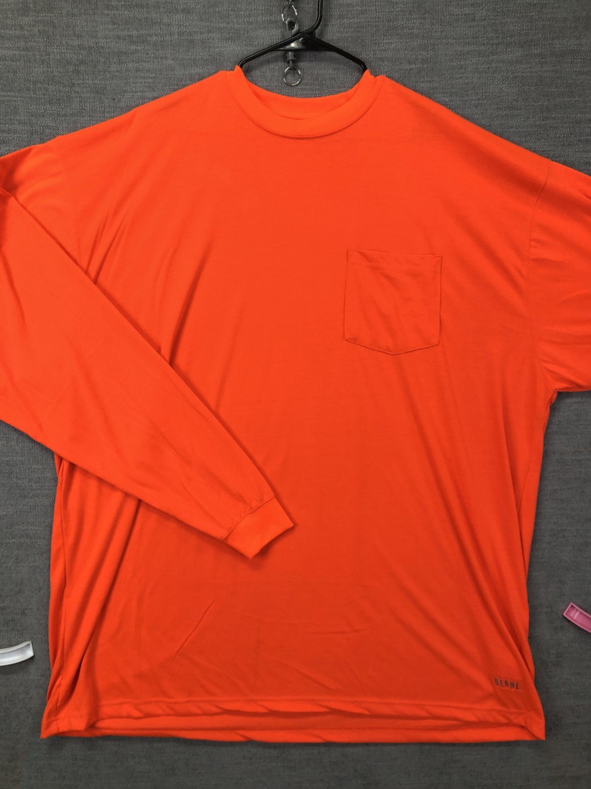 Berne Shirt Mens 4XLT Orange Long Sleeve Polyester Pocket Workwear Safety Tee