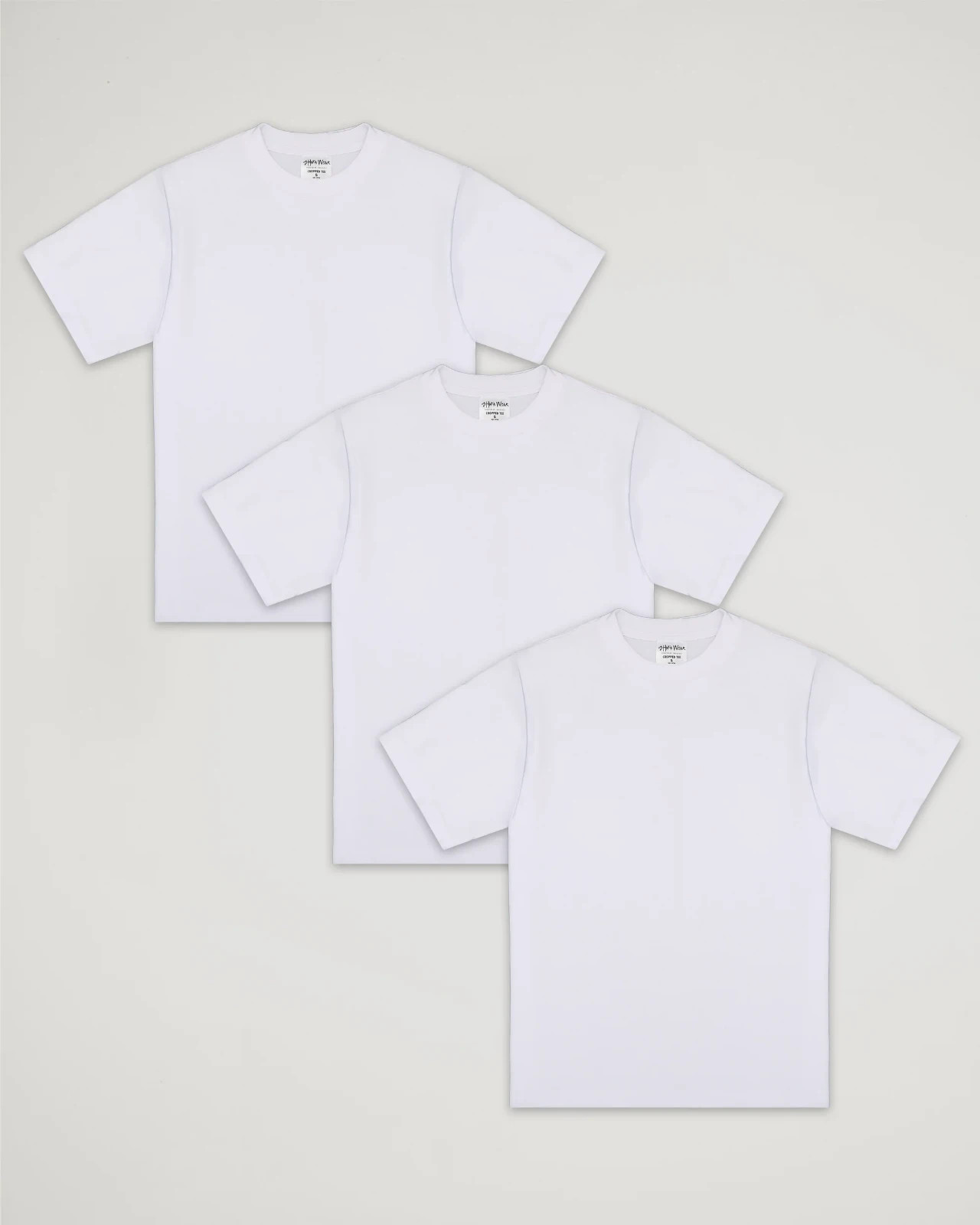 Shaka Wear 7.5oz Max Heavyweight Cropped Tee – 3-Pack White Large