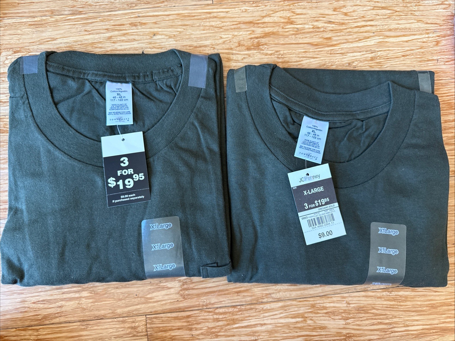 VTG 2-Pack Towncraft Dark Green Pocket T Shirt Men’s XL 46-48. 100% Cotton. NWT