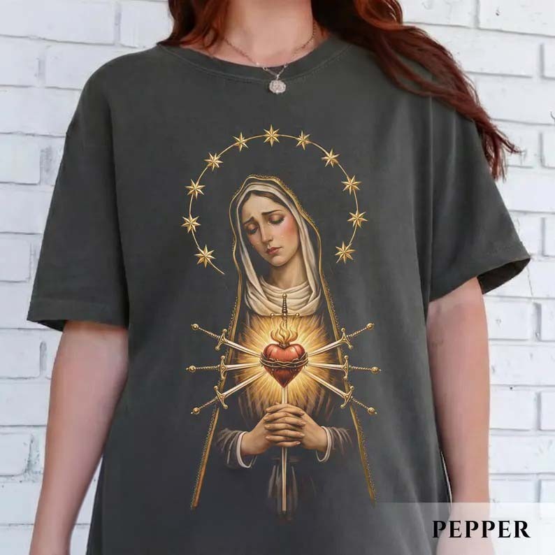 Our Lady Of Sorrows Shirt Christian T-Shirts Catholic Gift for Women and Men