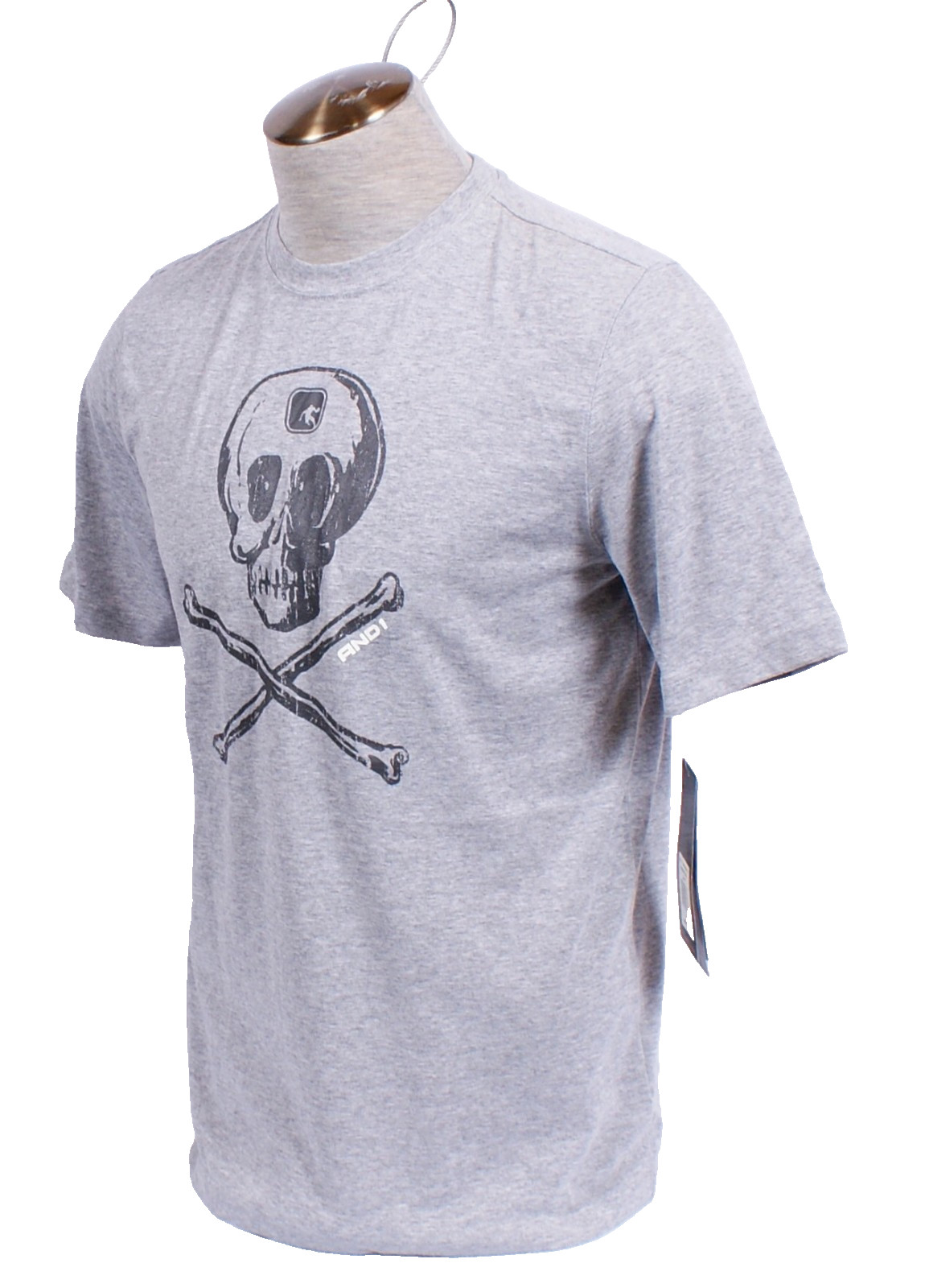 AND1 Men’s S Gray Skull & Bones Short Sleeve T-Shirt Play at Your Own Risk