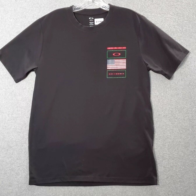 Oakley Men Shirt Medium Black Hydrolix Logo California Graphic Short Sleeve T