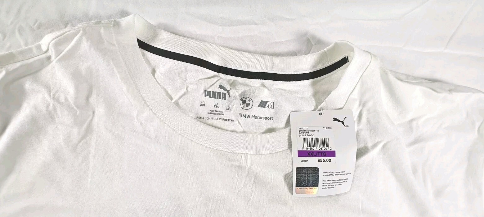 NWT Puma BMW Motorsport Street Rare Logo Men’s T Shirt White MSRP 55.00 XXL