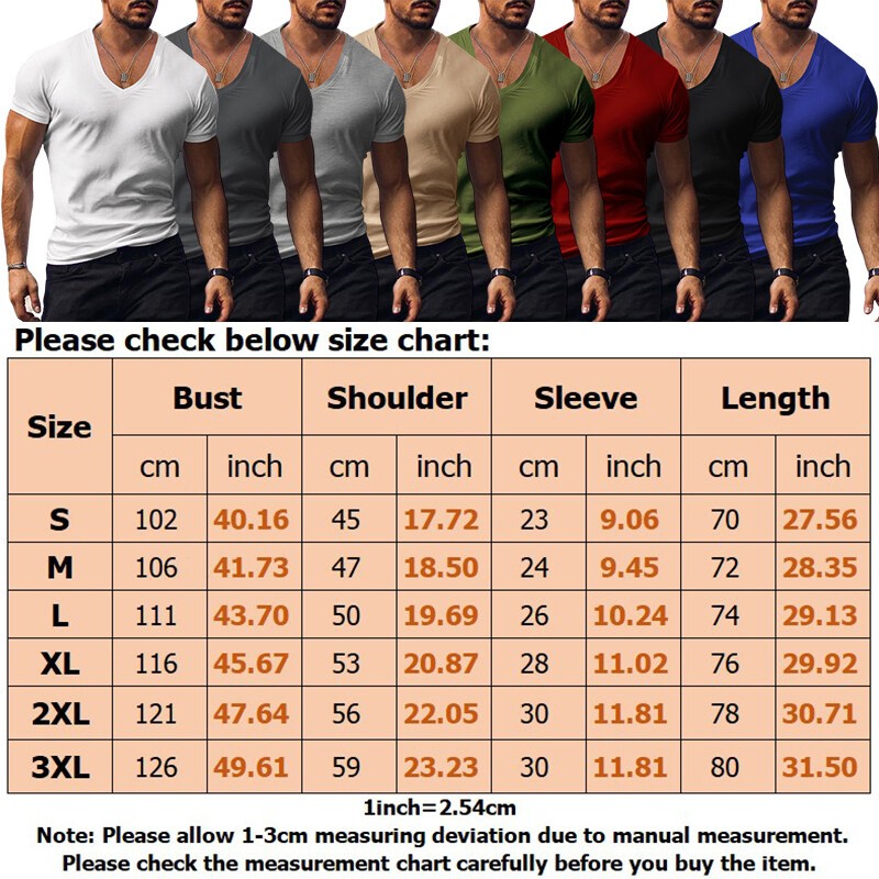 Mens Summer Tops Short Sleeve Muscle T Shirt Men Slim Fit V Neck Blouse Work Tee