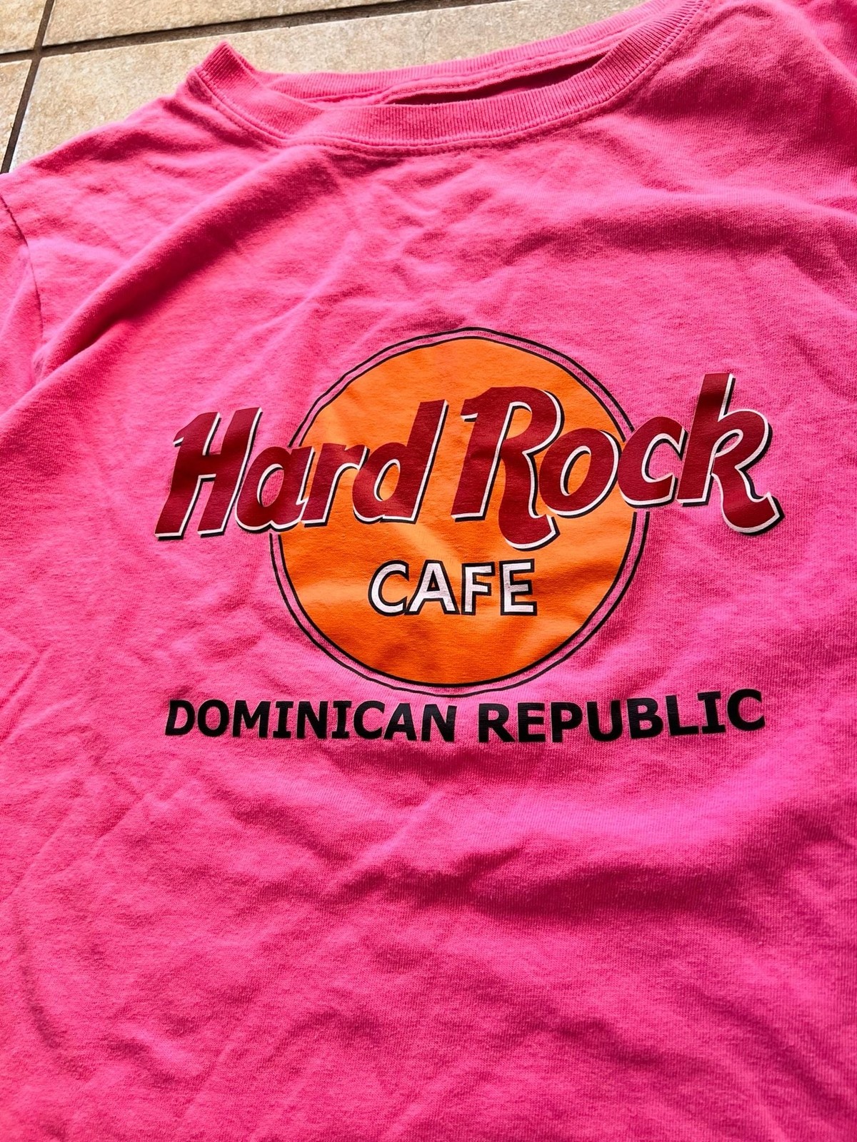 Hard Rock Cafe Dominican Republic Neon Pink Graphic T-Shirt