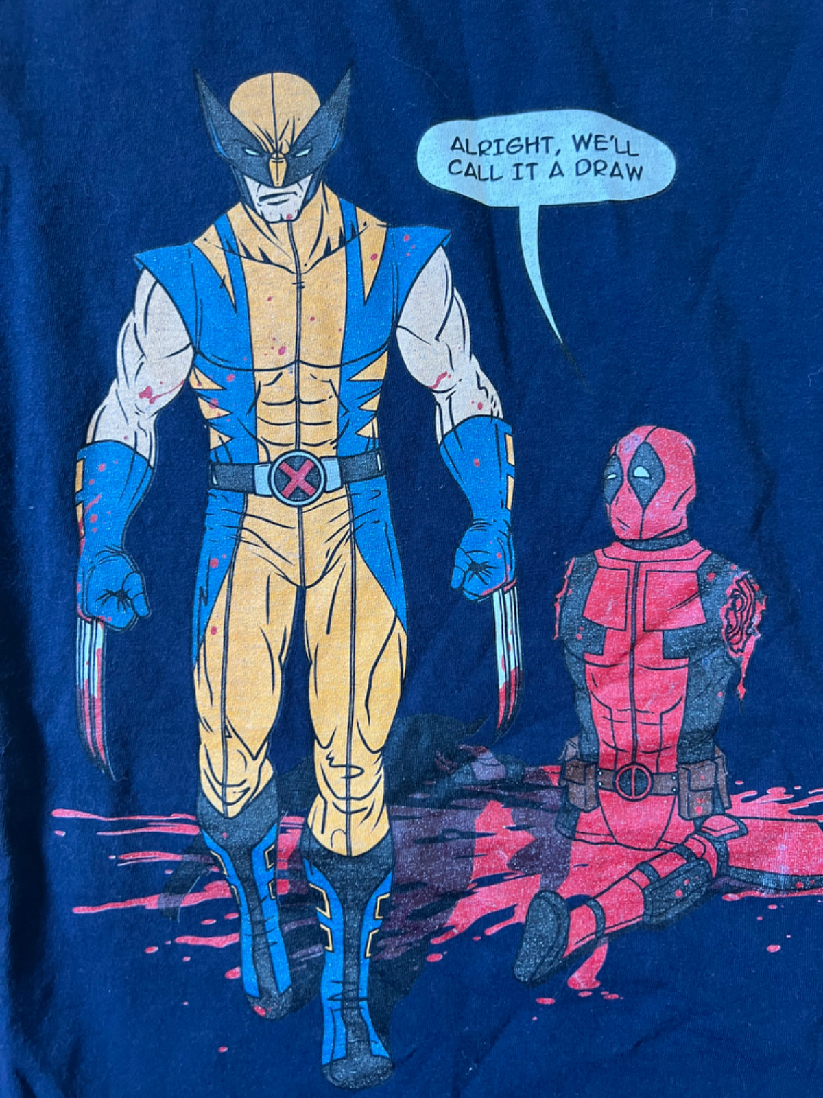 Wolverine vs Deadpool T-shirt Parody Comic L/XL