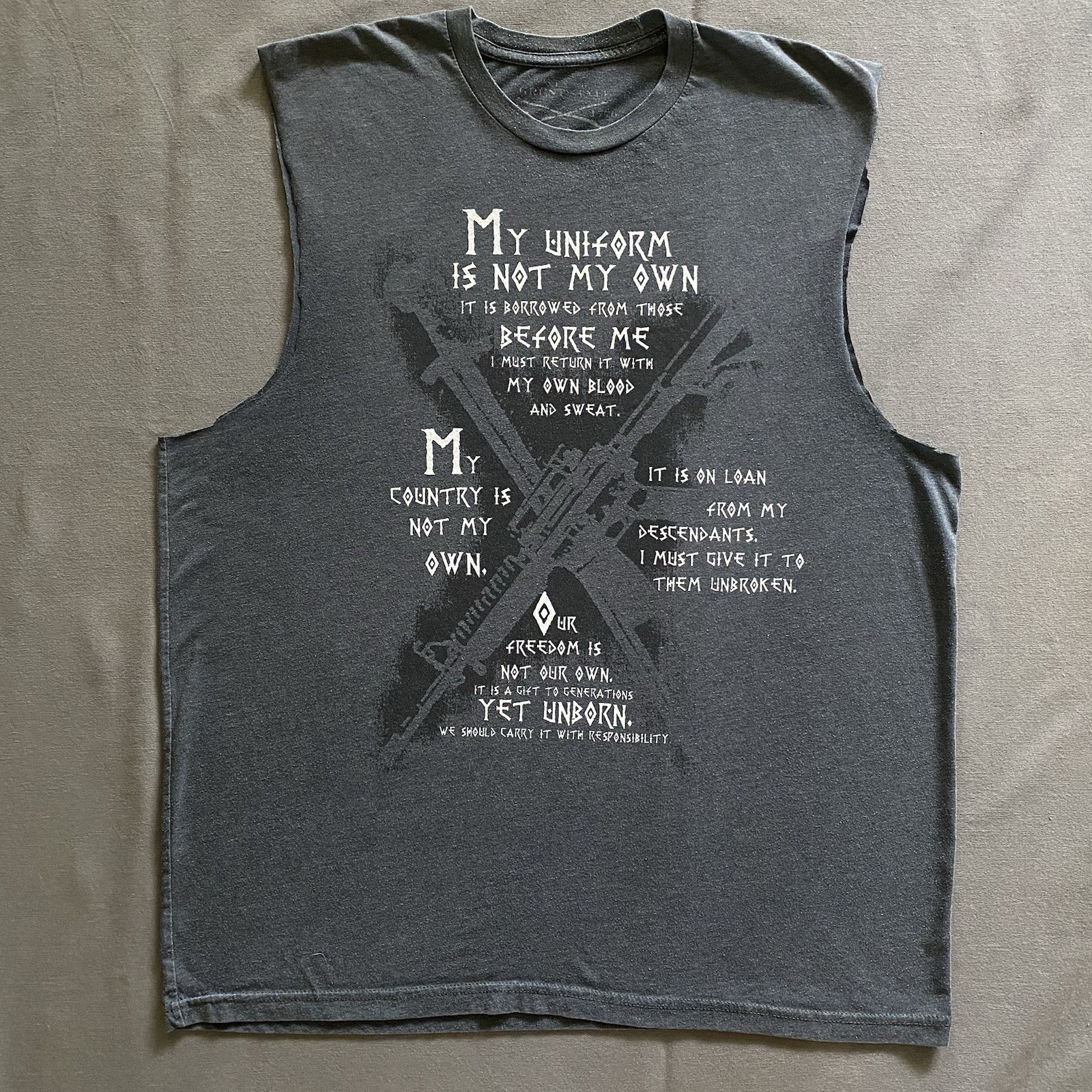 Grunt Style Tank Top Mens XL Gray Cut Sleeves 2nd Amendment USA Gun Rights