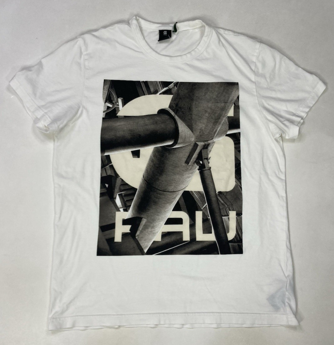 G-Star Raw Splawn Graphic T-shirt Men Large White Short Sleeve