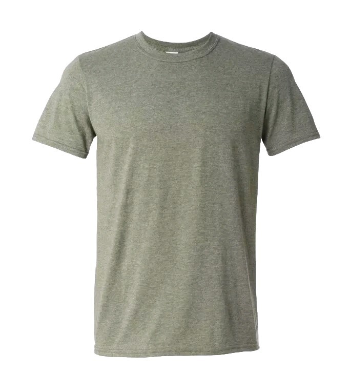 Gildan G640 Mens S Short Sleeve Plain Softstyle T-Shirt Heather Military Green
