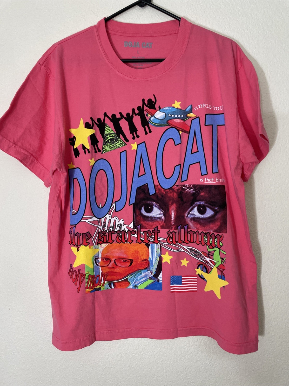 Doja Cat Official The Scarlet Tour Merch Meme T-Shirt Large Pink