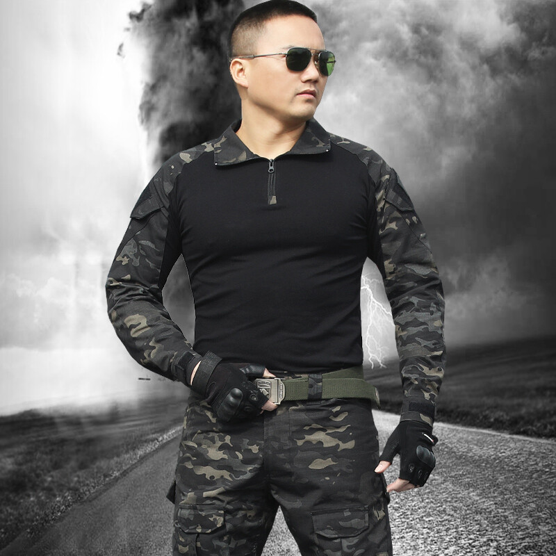 Mens Tactical T-Shirt Long Sleeve Us Army Military Combat Shirts Hiking