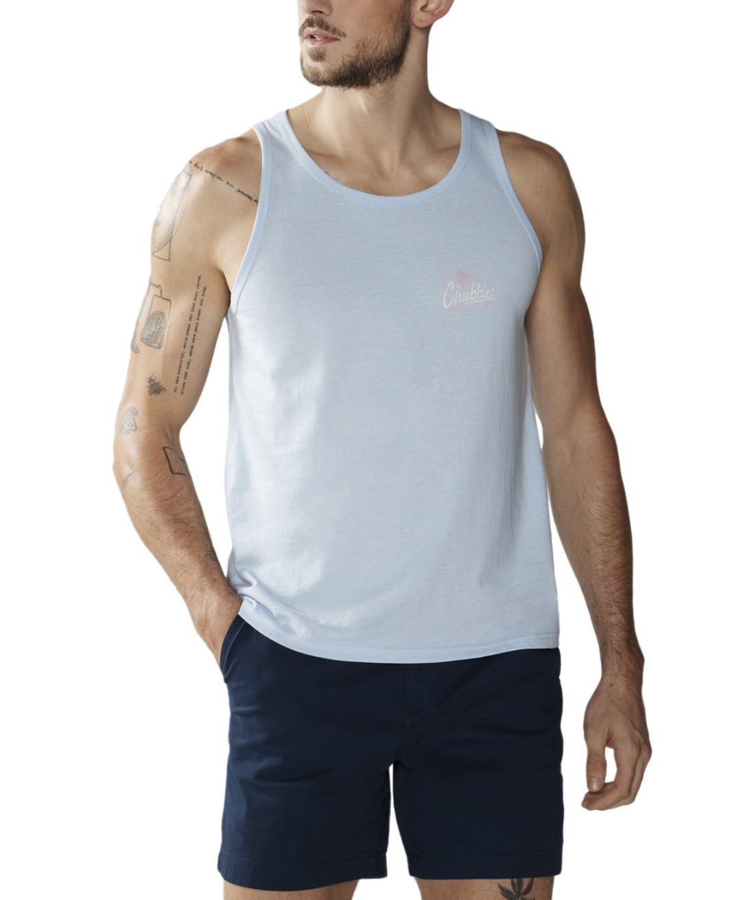 Chubbies Men The Club Soto Tank Top Light Pastel Blue Size XXL