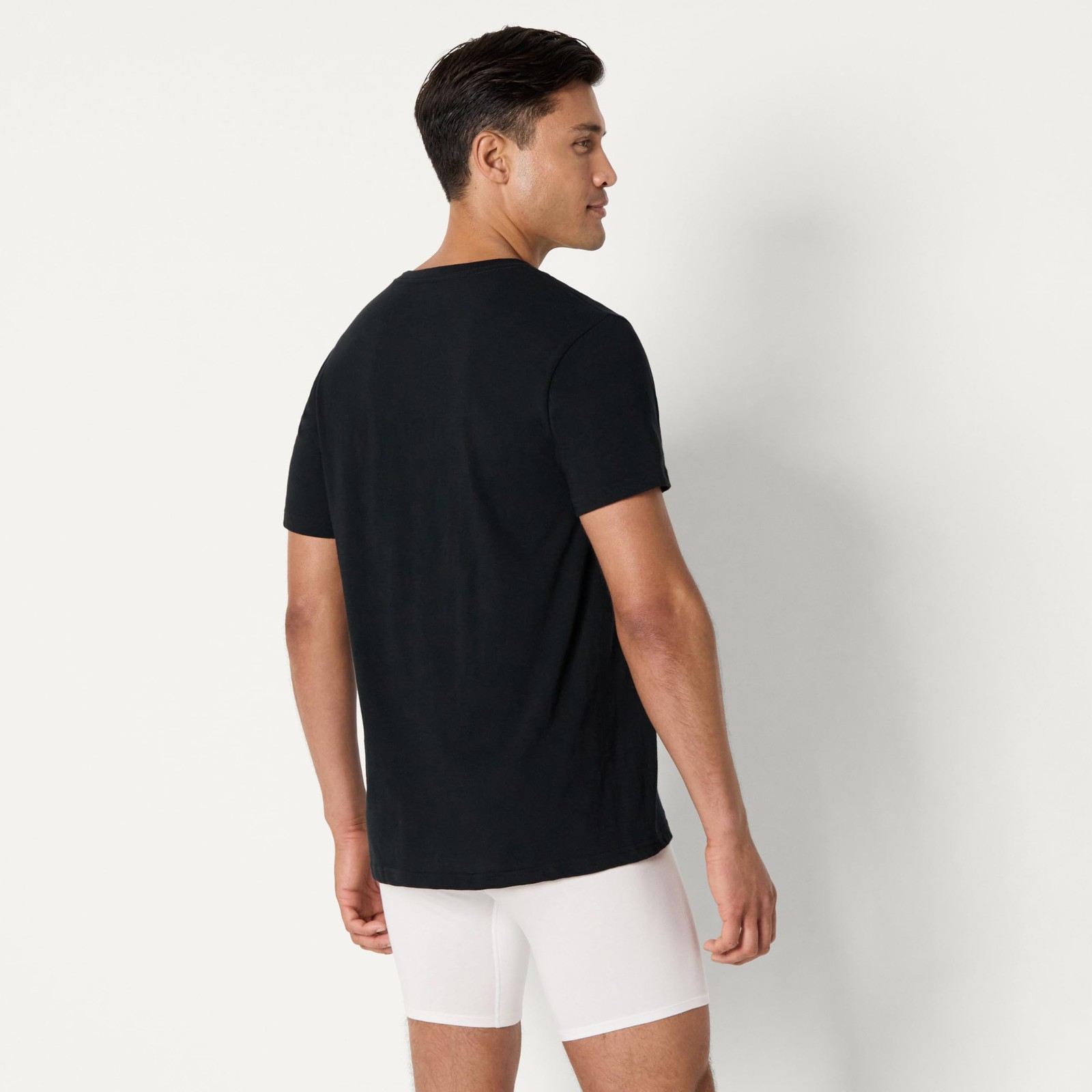 6Pack Mens Short Sleeves 100% Cotton V-Neck Undershirt,Medium Black/Grey Heather