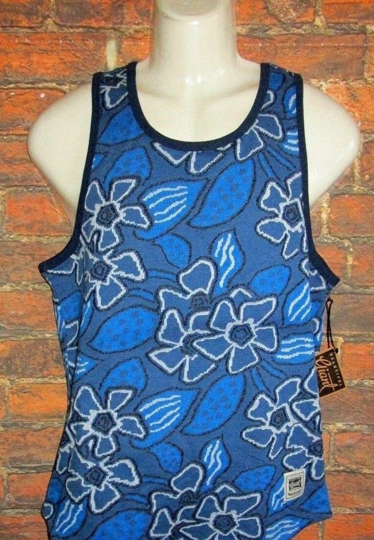 MENS BEAUTIFUL GIANT TROPICAL FLORAL TANK TOP T-SHIRT SIZE S