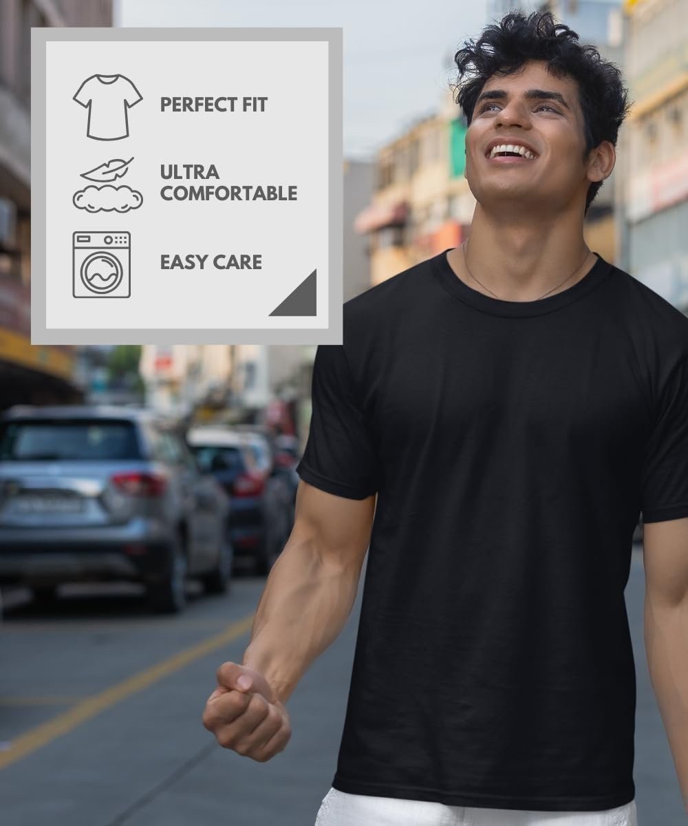 BROOKLYN VERTICAL Men’s 3-Pack Solid Tees, Soft Comfortable Short Sleeve Crewnec