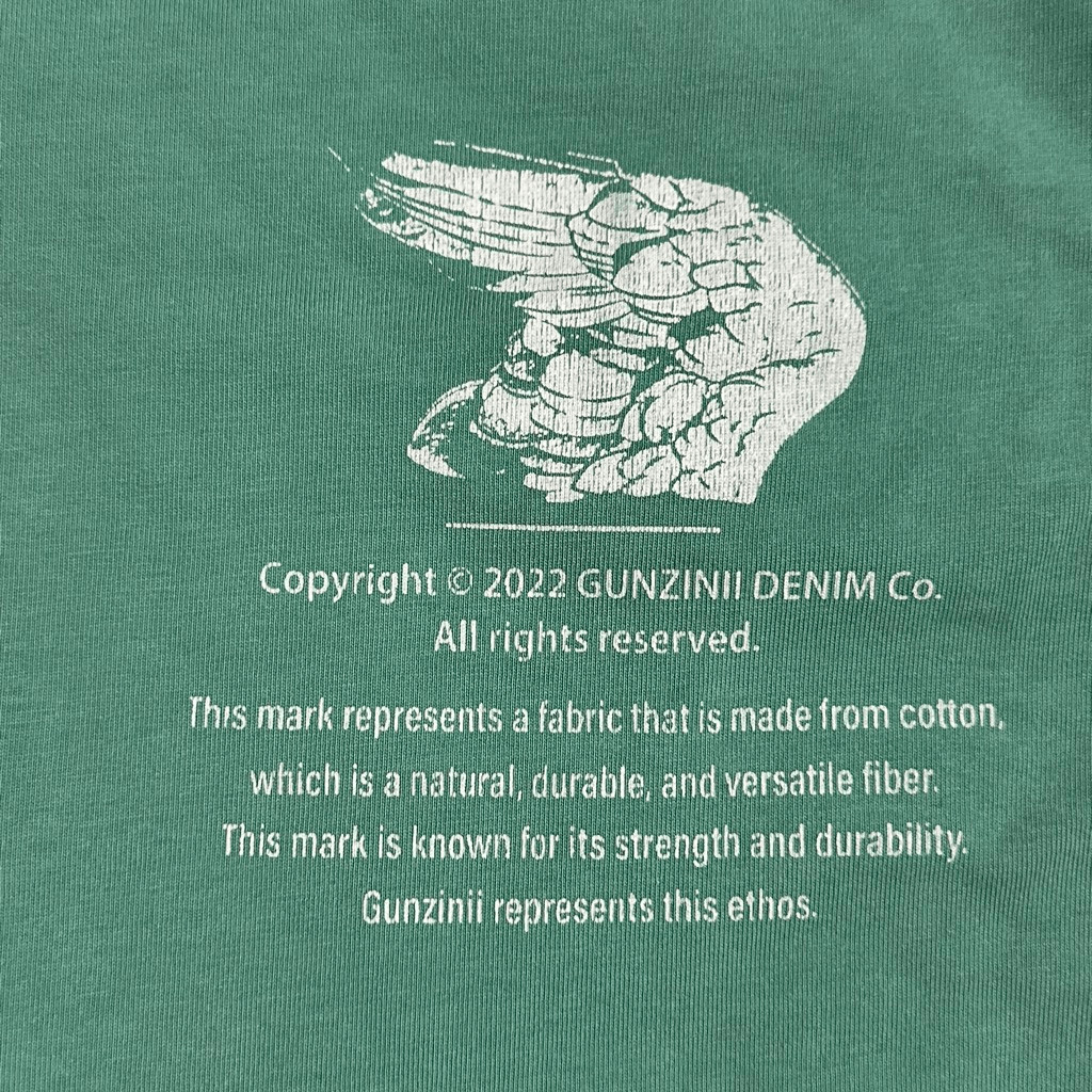 Gunzinii Denim & Co Eagle Graphic Tee Green Distressed Applique Shirt Size M