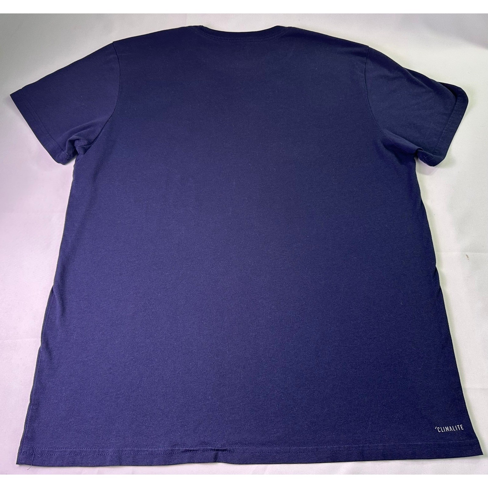 Adidas The Go-To Performance Tee Navy Blue Distressed Logo Shirt Men’s Large L