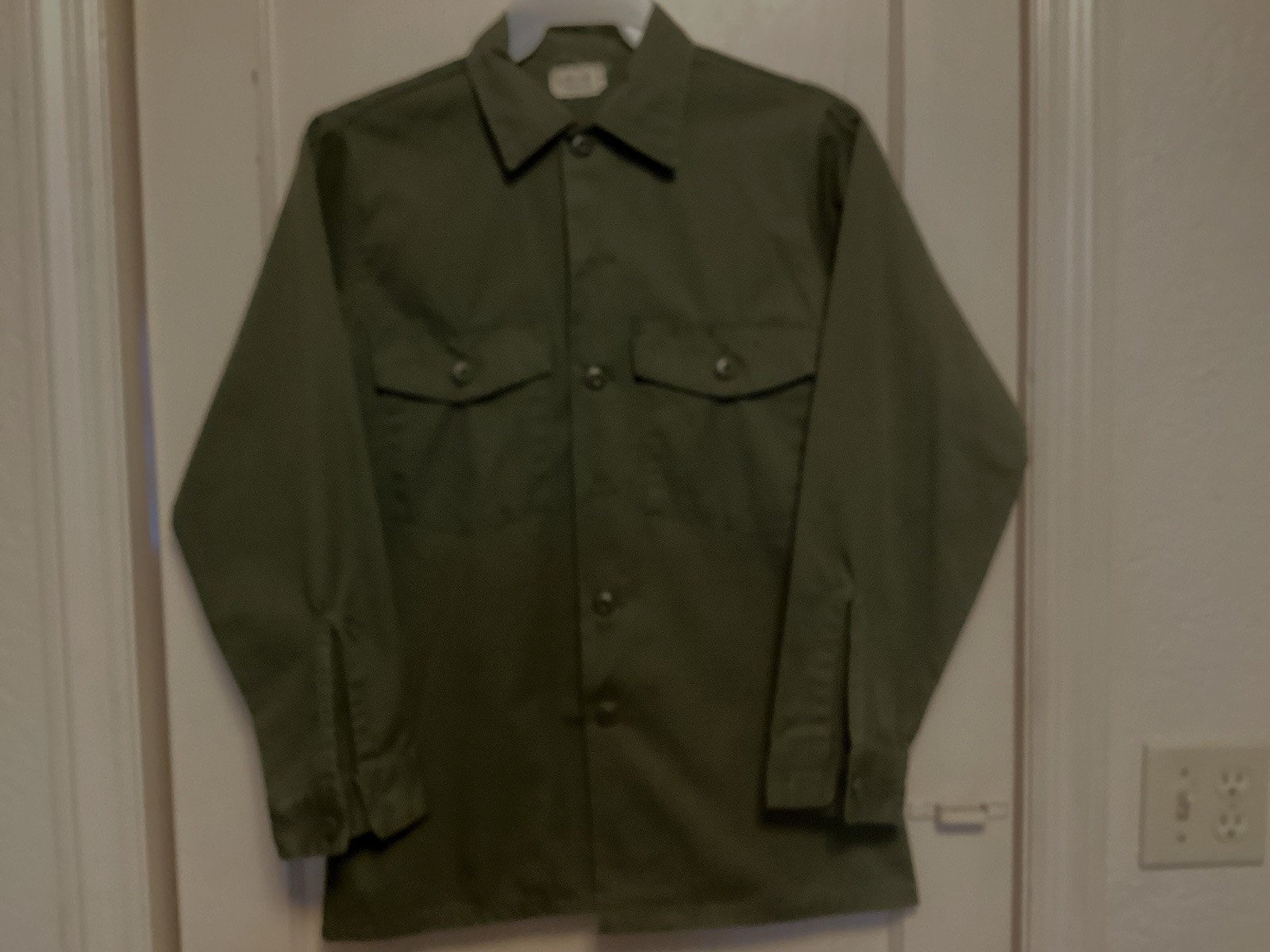 Vintage Military Shirt Mens 15 1/2 X 33 Army Uniform 70s OG 507 Utility USGI