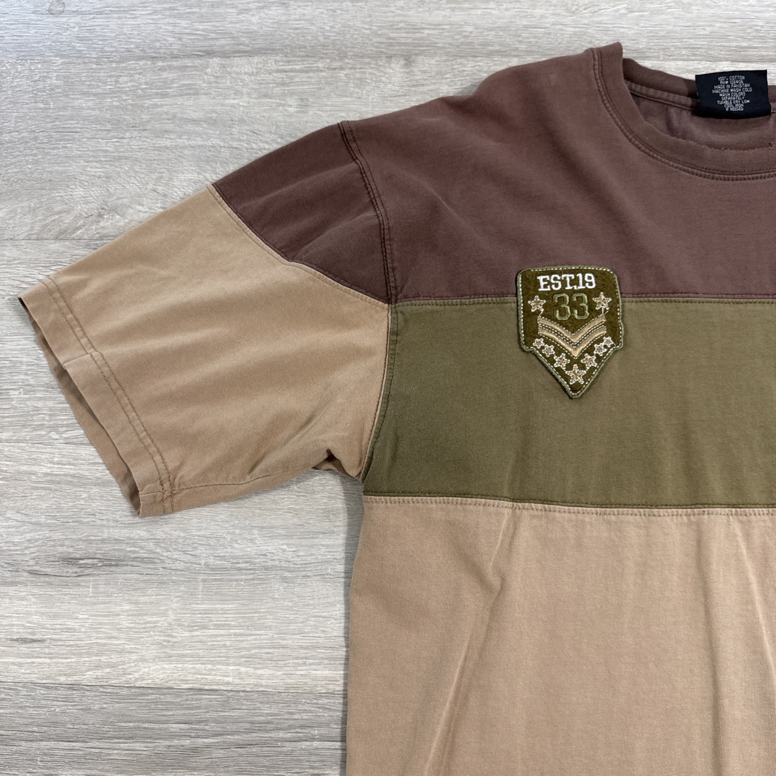 Red Ape Shirt Men’s 2XL Brown Colorblock Distressed Pocket Tee Cotton
