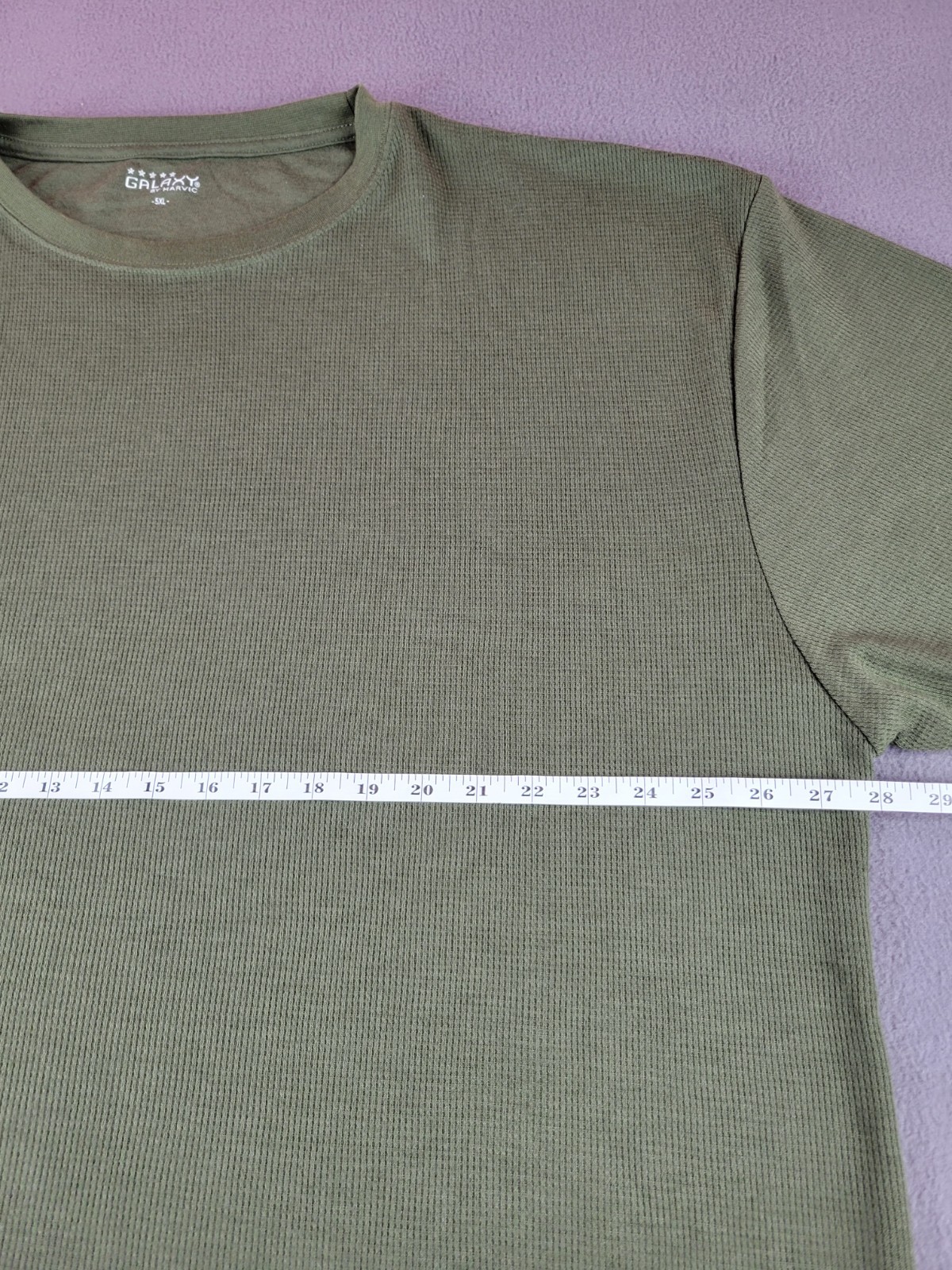 Galaxy Men’s 5XL Green Waffle Thermal T-shirt Long Sleeve Cotton/Polyester