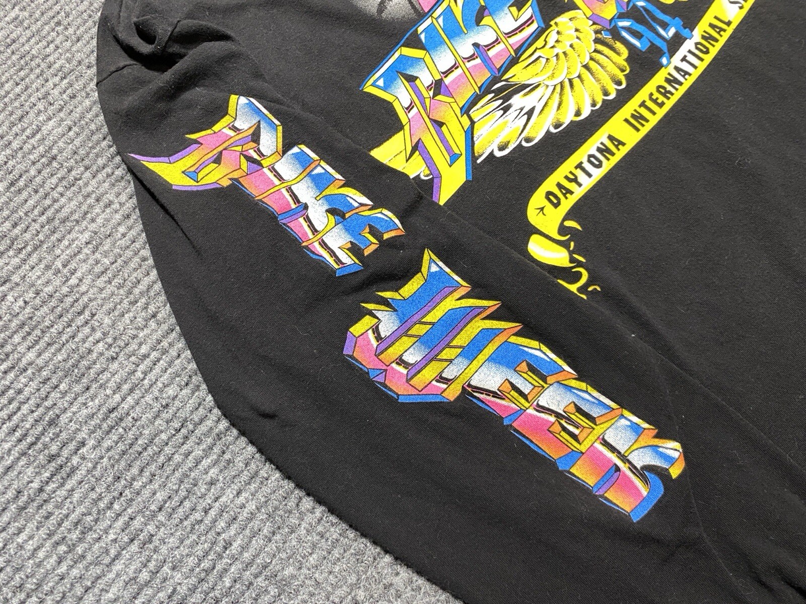 Vintage Bike Week Long Sleeve T Shirt Mens Large Neon 90s Daytona Speedway Retro