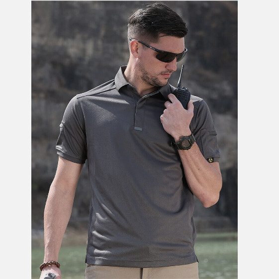 Men’s Tactical Polo T-Shirt Quick Dry Combat Short Sleeve Team Work Casual Shirt