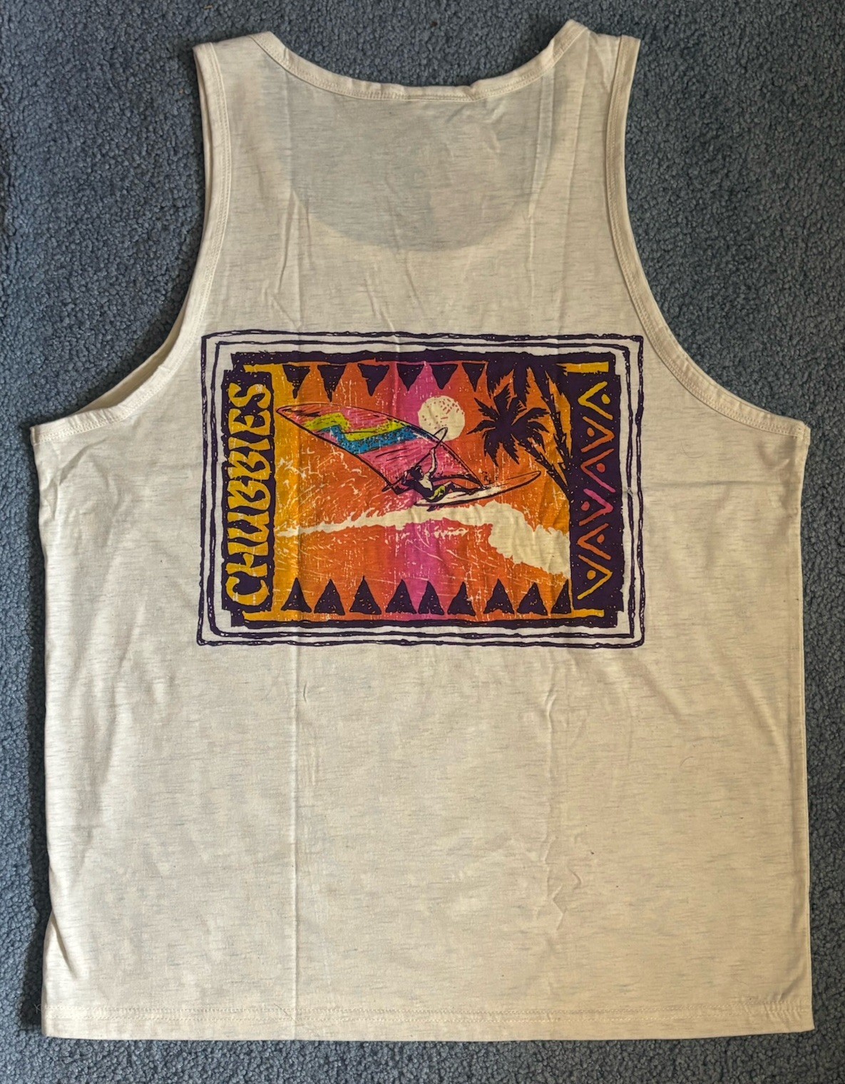Chubbies Men’s The Wind Slammer Tank Top Graphic Sunset Waves Shirt New NWT