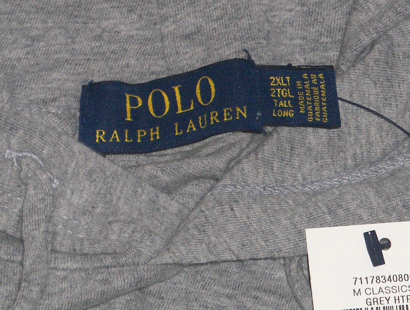 POLO RALPH LAUREN Mens BIG & TALL Football Bear Hoodie T-Shirt Tee, HEATHER GRAY