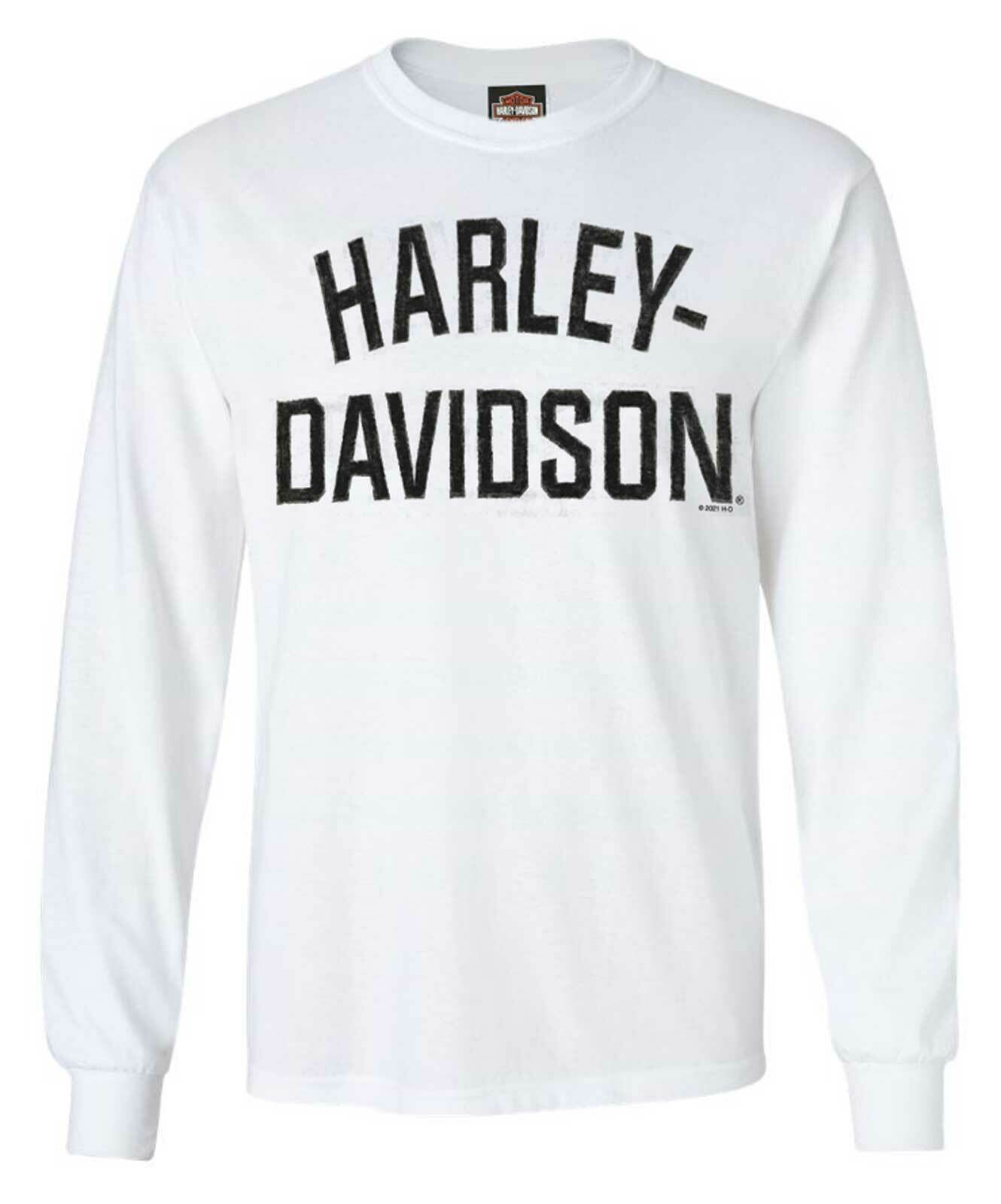 Harley-Davidson Men’s Shirt, Heritage H-D Script Long Sleeve, White 30296634