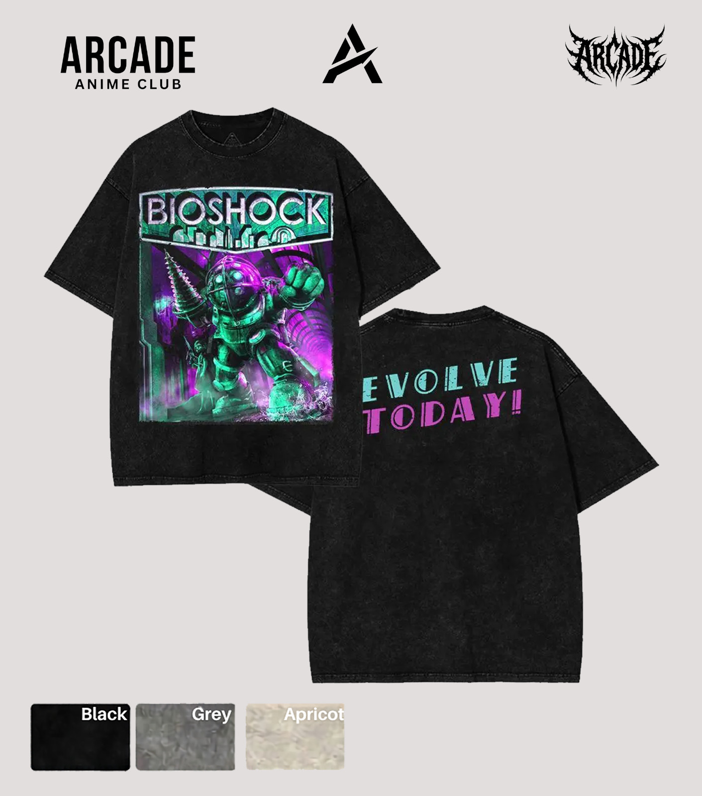 Arcade Anime Club BioShock Big Daddy Evolve Today Vintage T-Shirt