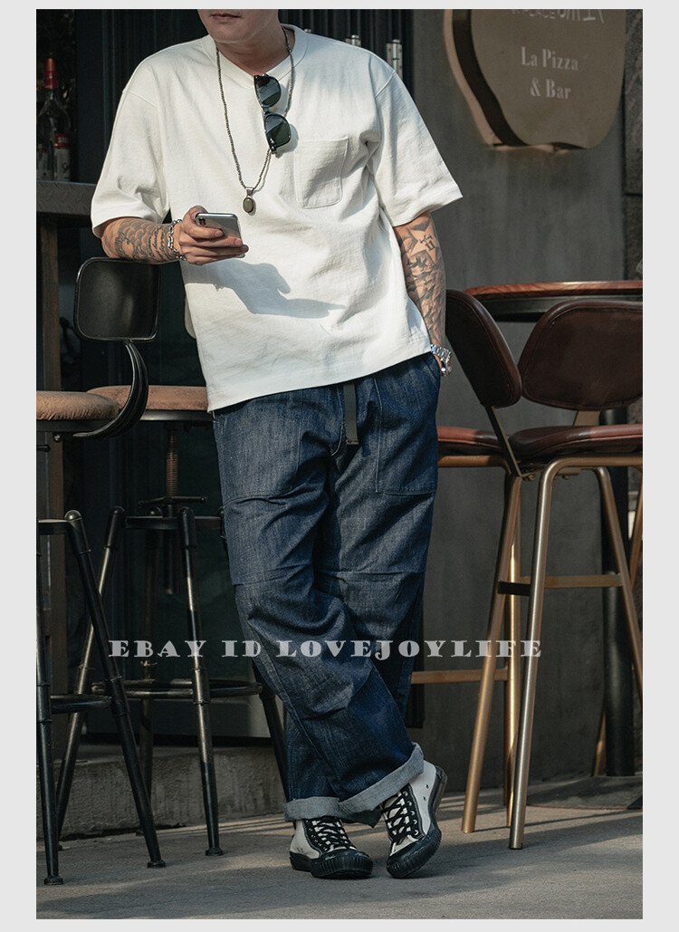 NON STOCK Drop Shoulder Pocket T-Shirt Loose Fit Men’s Heavyweight Cotton Tee