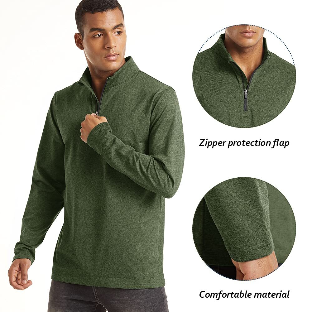 Men’s 1/4 Zip Pullover Sweater Lightweight Long Sleeve Gym Workout Outdoor Shirt