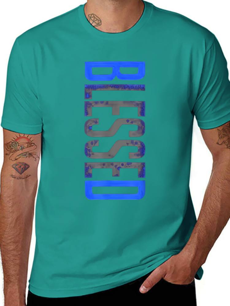 Men’s Plus Size Casual Crew Neck T-Shirt – Geometric-Pattern, Smooth Cotton