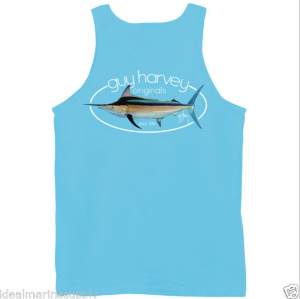 Guy Harvey Highlight Fishing Boat Comfort Tank Top..Pick Size..Pacific Blue..New
