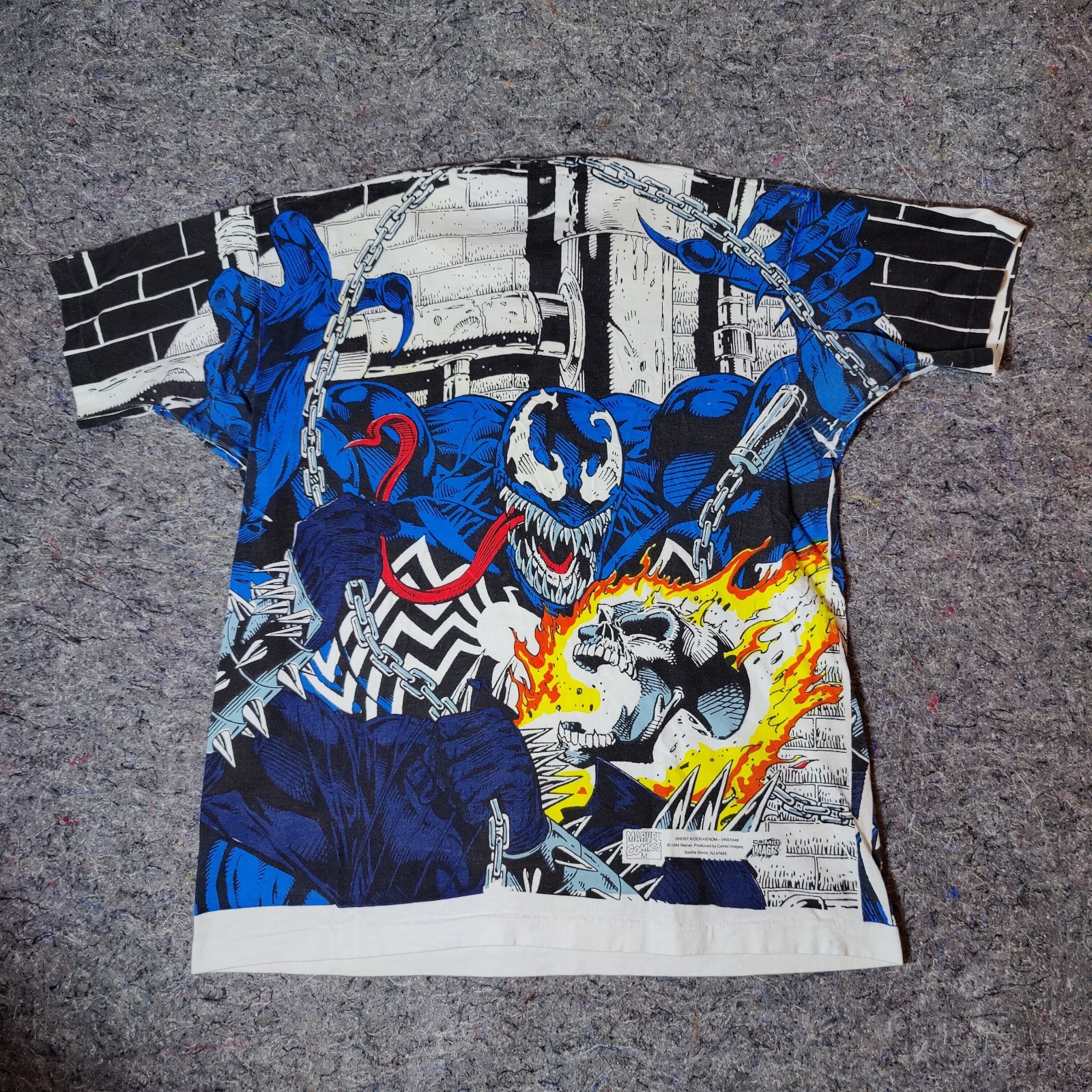 RARE 1994 Marvel Venom Ghost Rider All Over Print AOP T Shirt Mens XL Fruit Loom