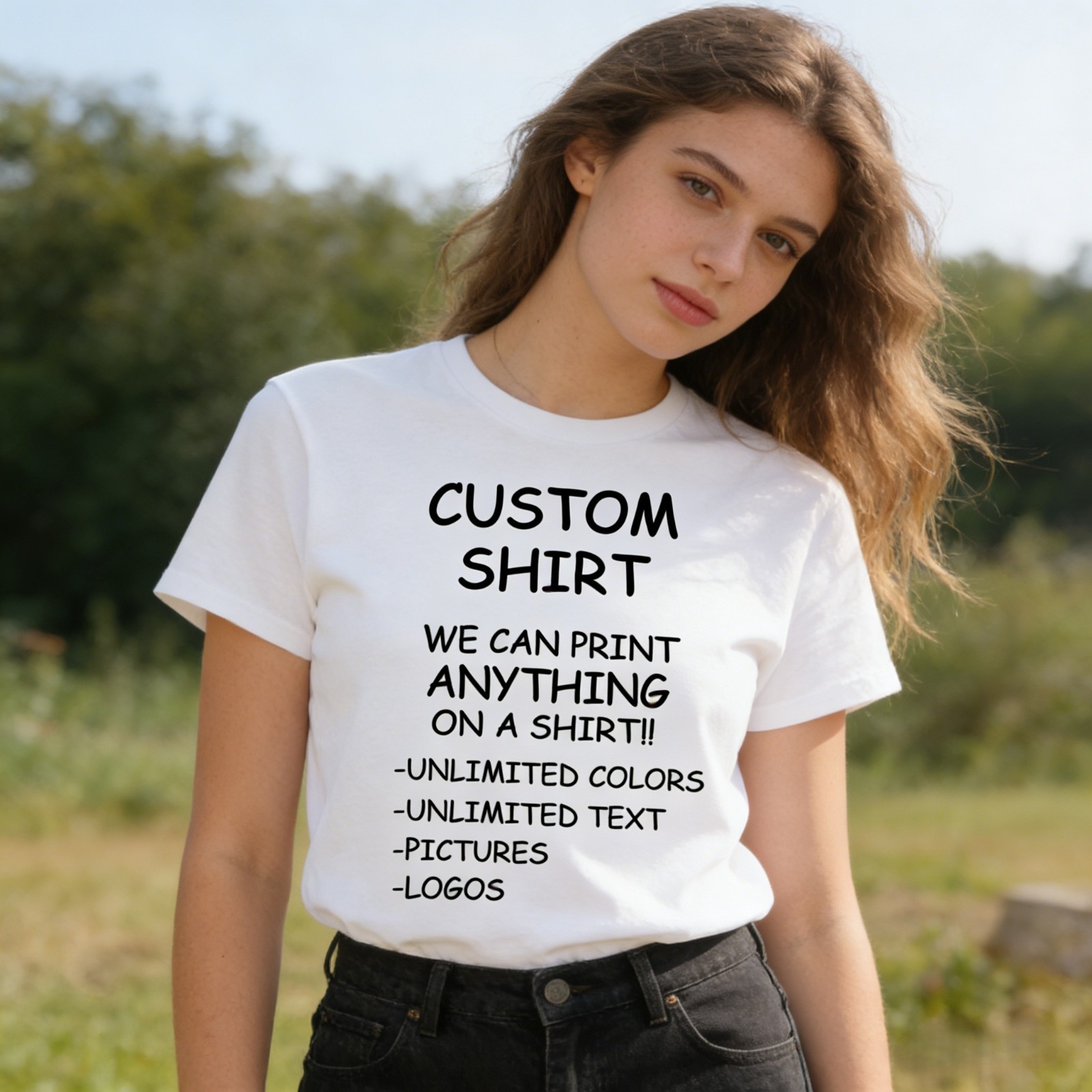 Custom Shirt We Print Anything Unlimited Text Logo Photo Personalized Unisex Tee
