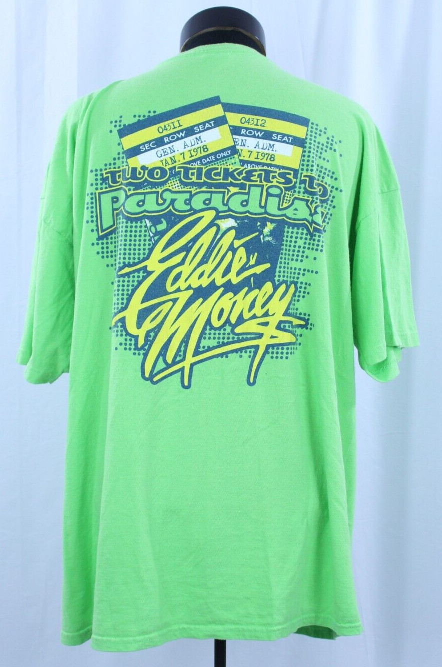 VTG Eddie Money Autograph Tour T-Shirt Tee 2XL Signature Band Auto Paradise Two