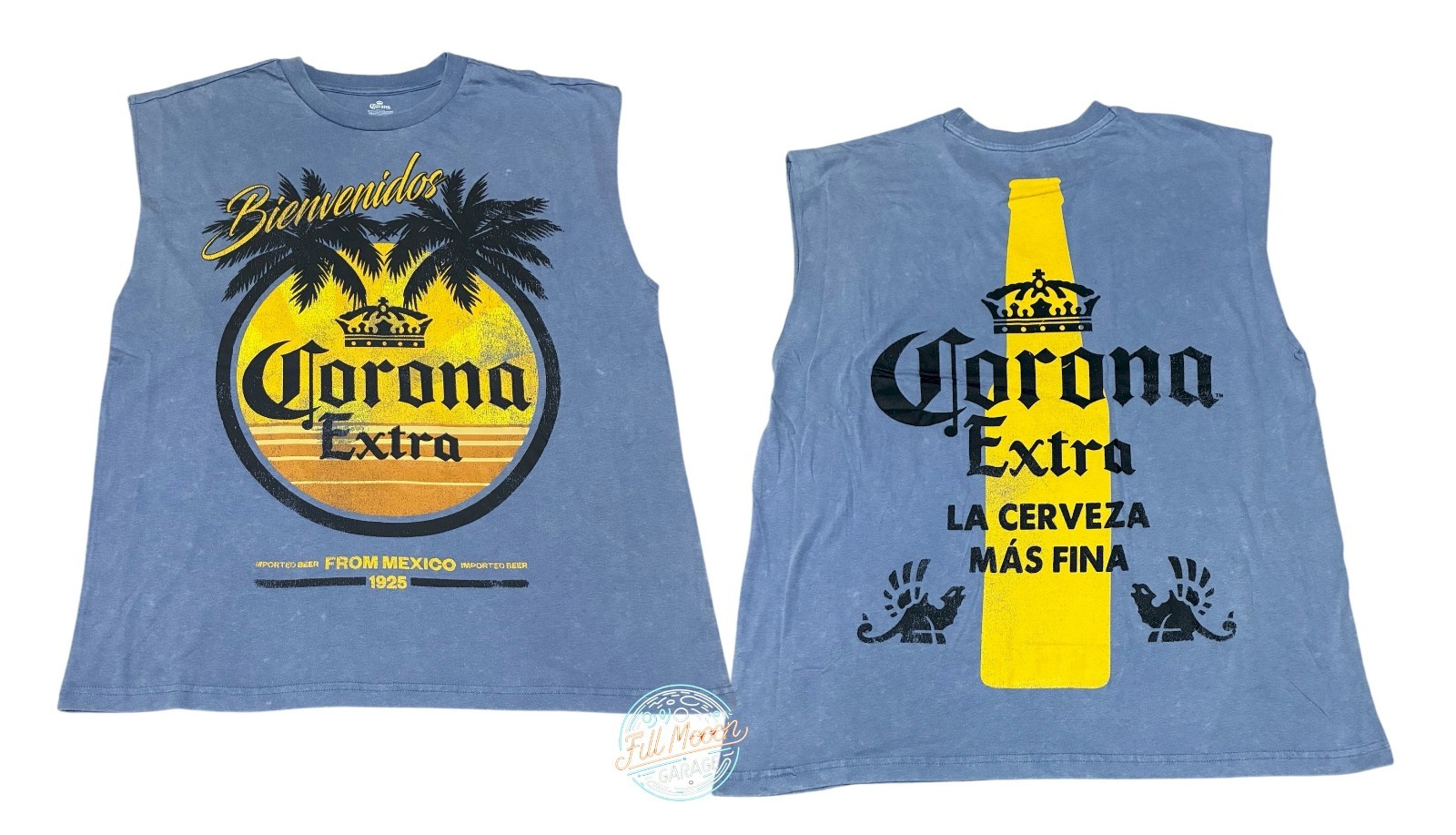 New Corona Extra Beer 2 Sided Palm Tree Beach Classic Logo Men’s Muscle T-Shirt