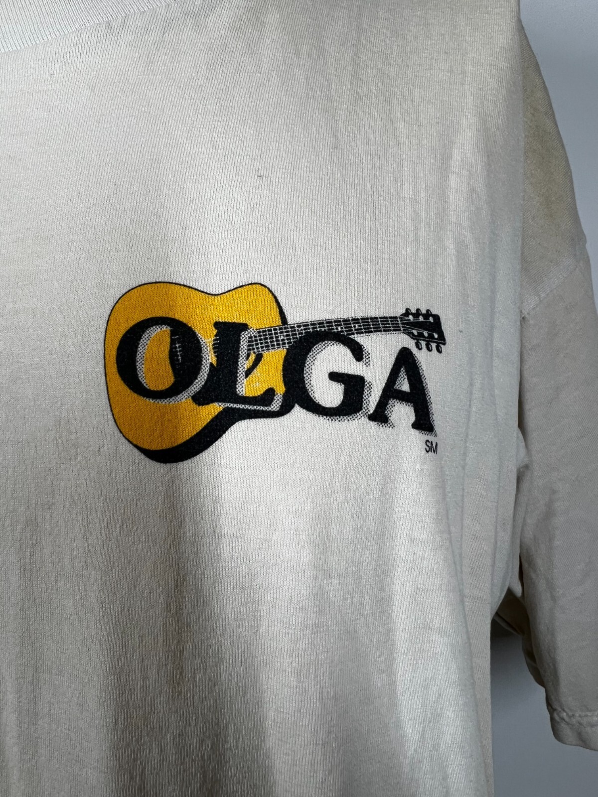 Jerzees O.L.G.A Off White Long Sleeve Shirt Guitar Archive Unisex SZ XL