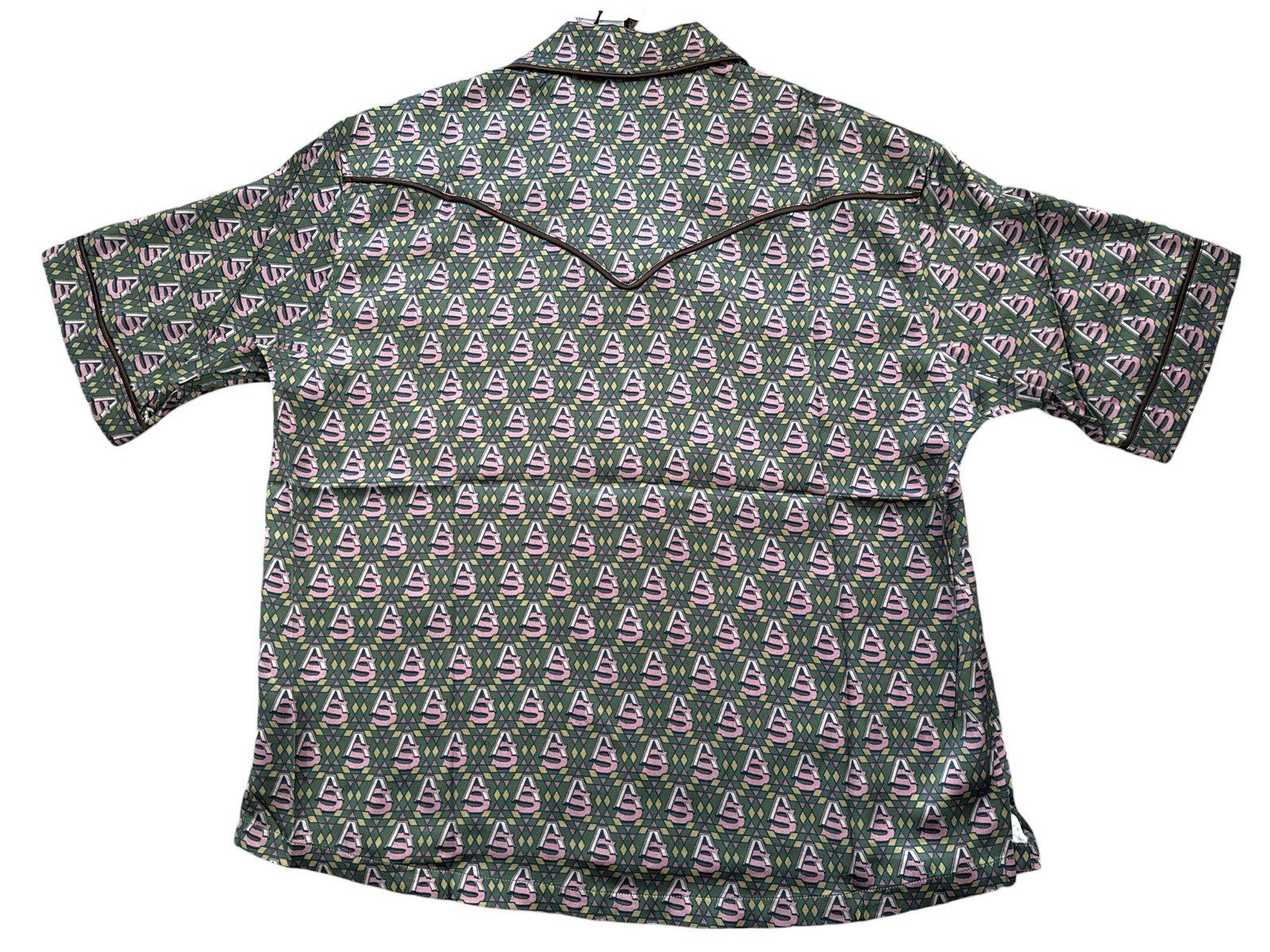 NWT AlphaStyle Luxe DEFOE Printed Silk Button Up Streetwear Shirt MSRP $250 Sz M
