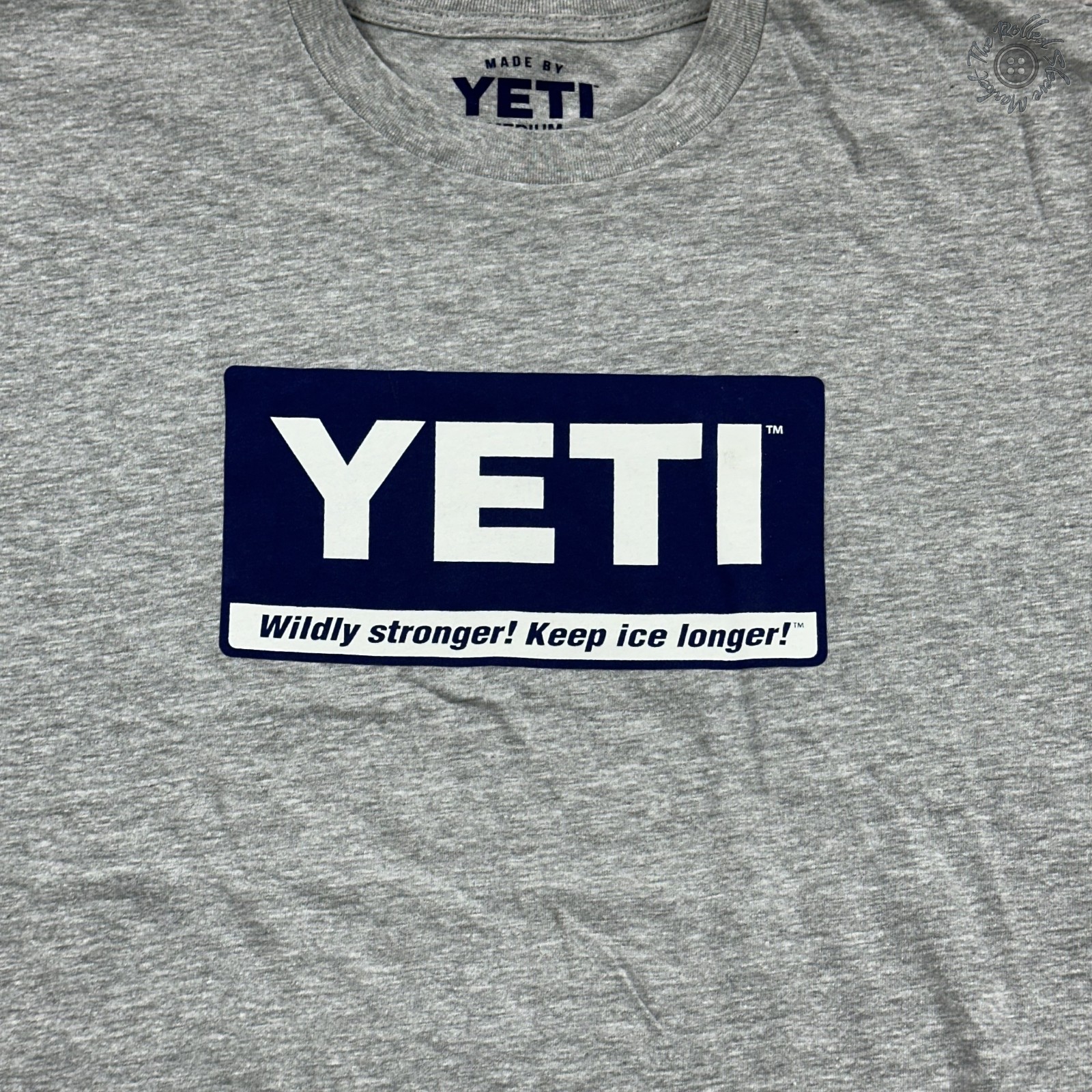 Brand New, No Tags – Yeti Ice Coolers Logo T-Shirt – Grey Blue – Men’s Medium