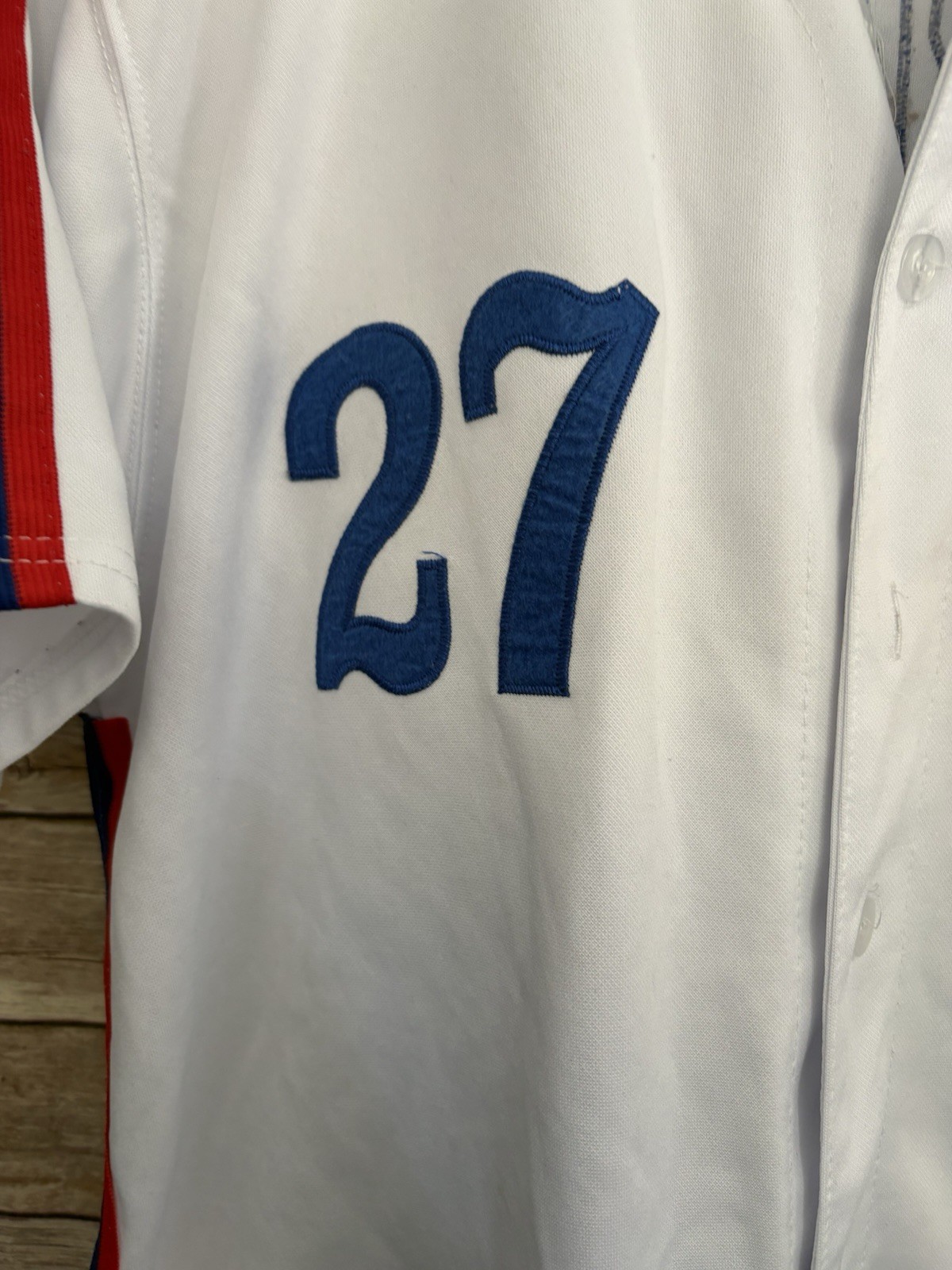 Mitchell & Ness White Blue Red Guerrero #27 Montreal Expos Baseball Jersey