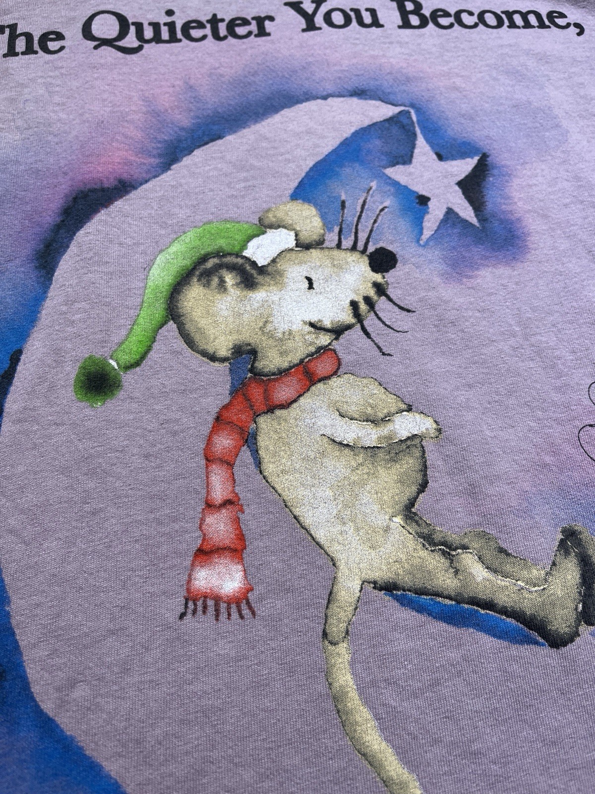 Online Ceramics T Shirt Mouse On The Moon Size XL The Quieter You Become Purple