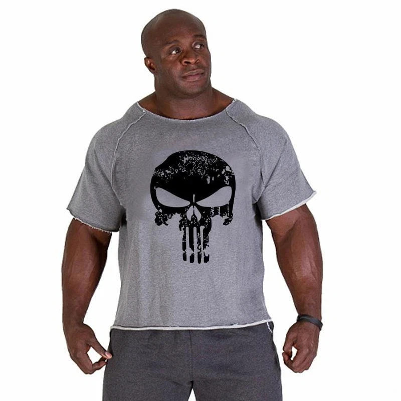 Men’s T Shirts Fitness Men Bodybuilding Shirt Batwing Sleeve Rag Shirt Gym