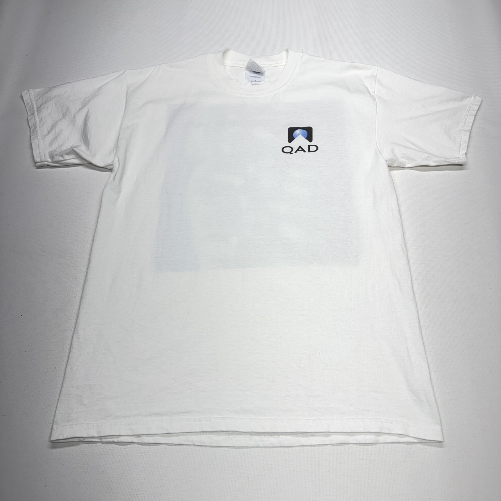 VTG Tech Tee Shirt Mens Large White Sci Fi Corporate Promo Face Data Y2K 2000s